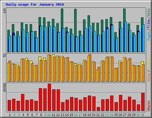 Daily usage for January 2016