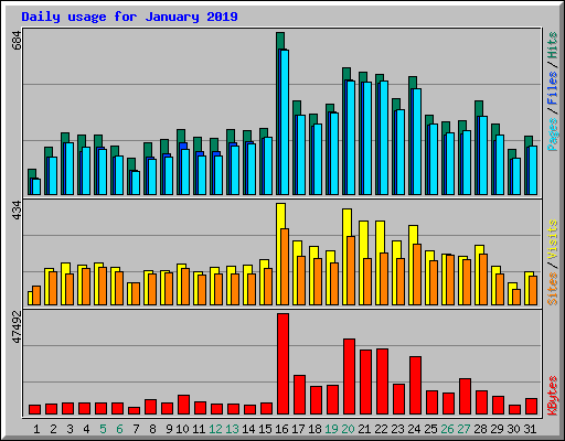 Daily usage for January 2019