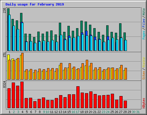 Daily usage for February 2019