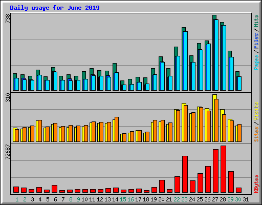 Daily usage for June 2019