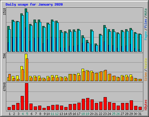 Daily usage for January 2020