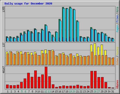 Daily usage for December 2020