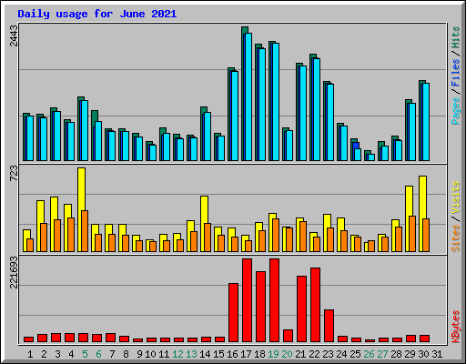 Daily usage for June 2021