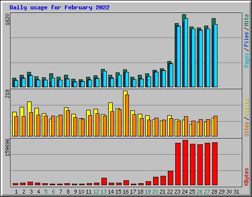 Daily usage for February 2022