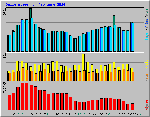 Daily usage for February 2024